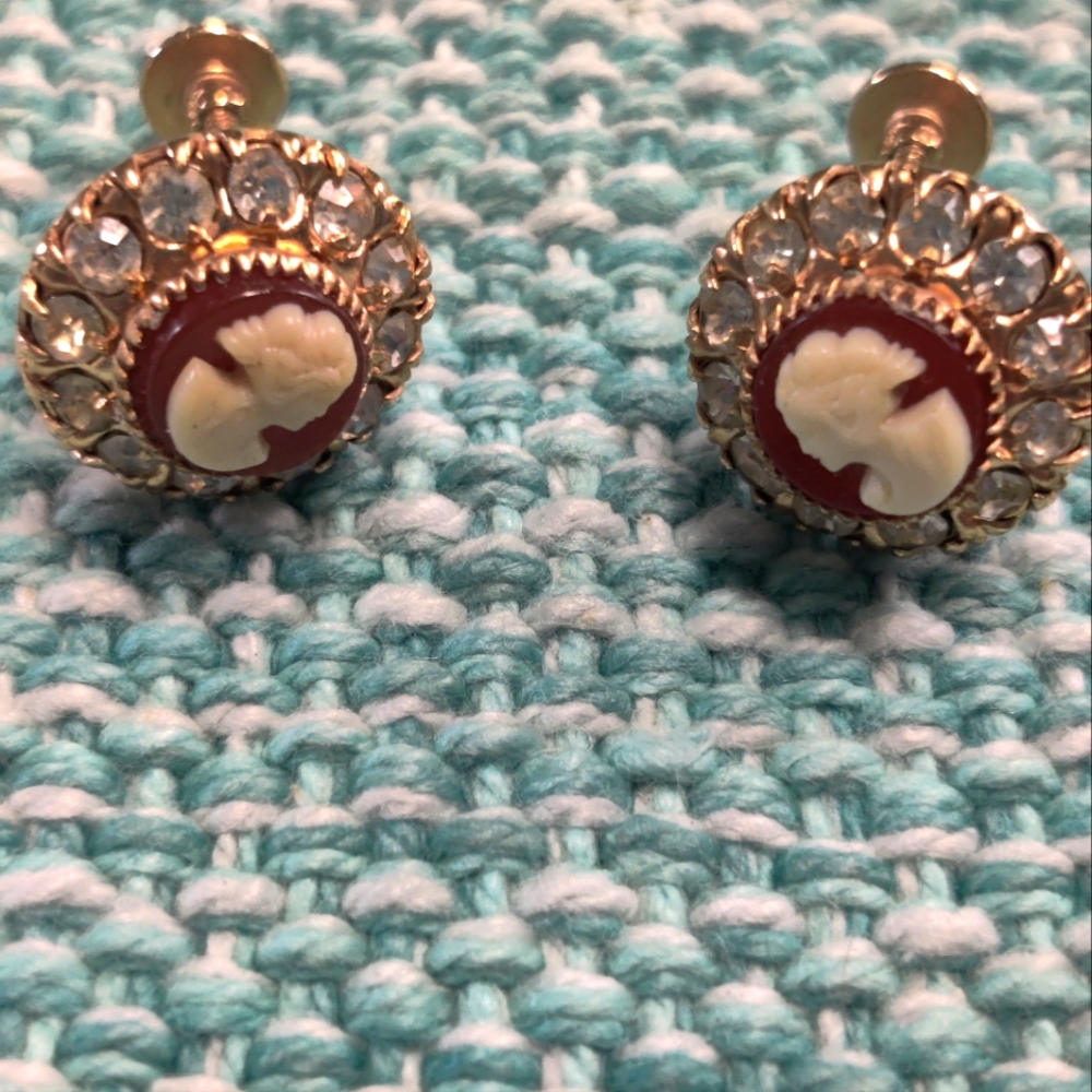 Gold Cameo Earrings
